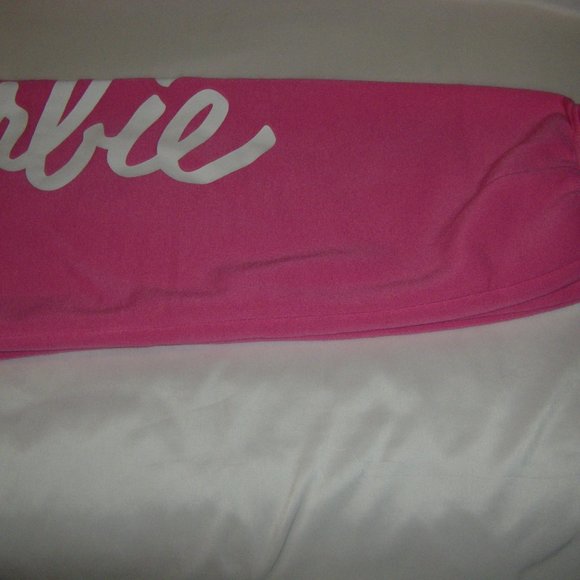 Barbie Sweatpants Joggers Hot Pink w/ White Logo Junior Women's Sizes New - Picture 12 of 16